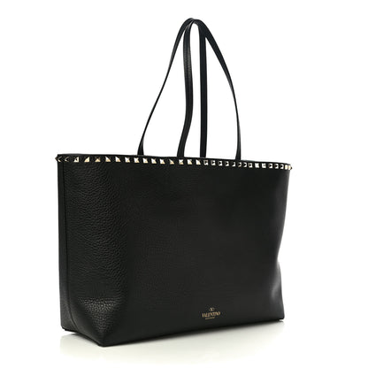 Valentino Garavani Grained Calfskin Rockstud Shoulder Tote Black 2 of 8