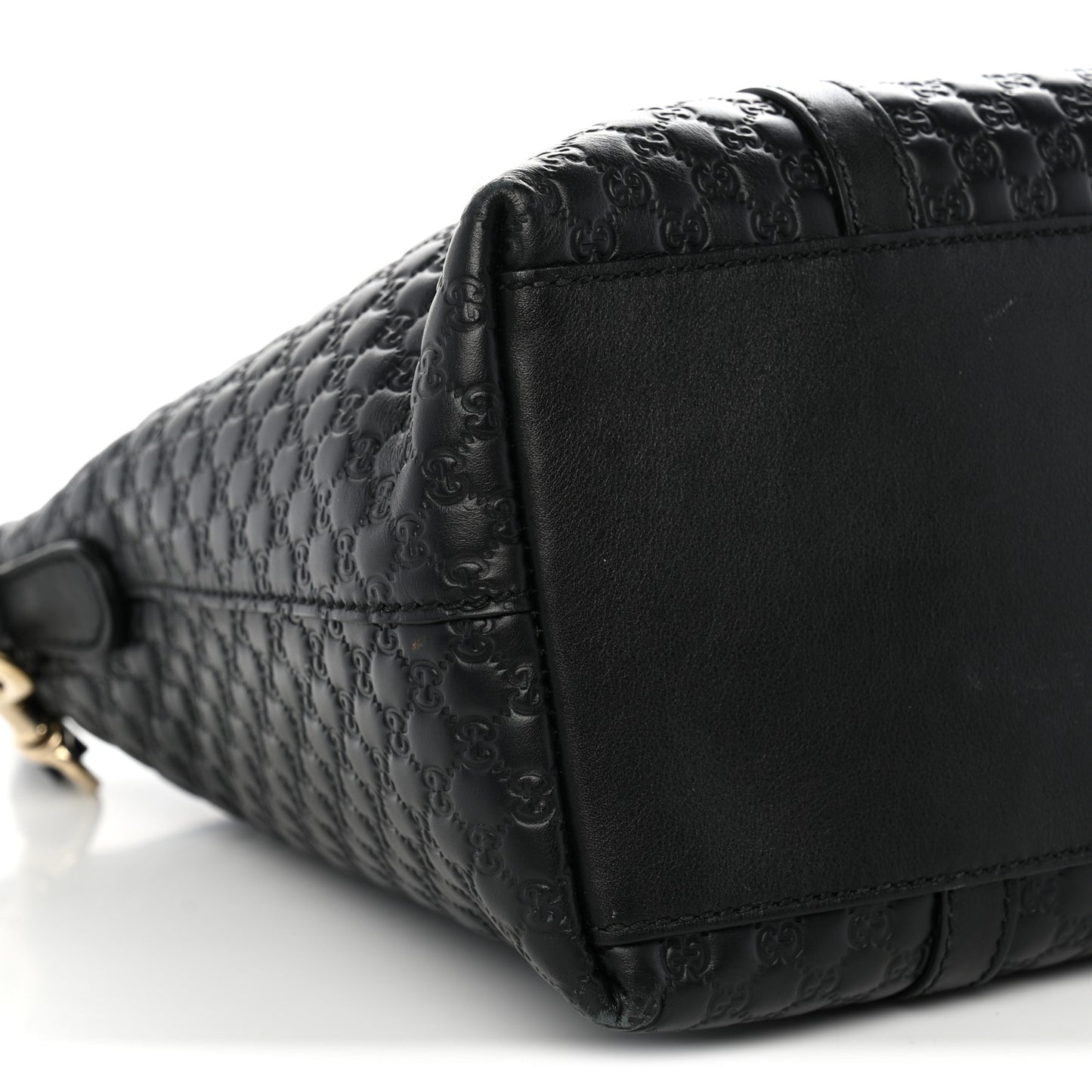 Soft Microguccissima Small Zippered Satchel Black