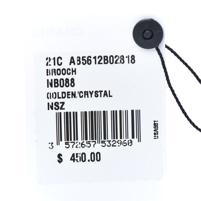 Chanel Crystal Chain CC Brooch Gold 5 of 5