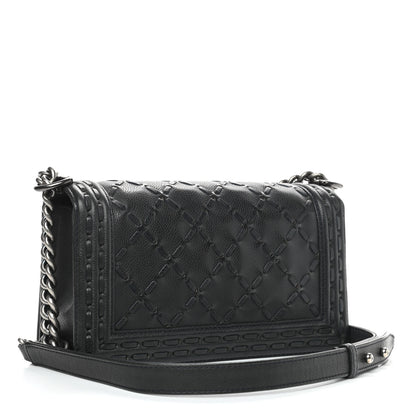 Chanel Caviar Stitched Medium Boy Flap Blue 3 of 9