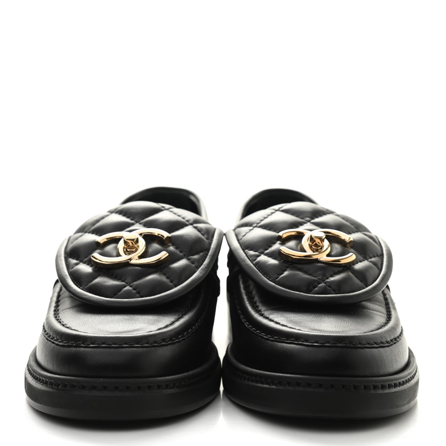 Chanel Lambskin Quilted CC Turnlock Loafers 35 Black 2 of 10