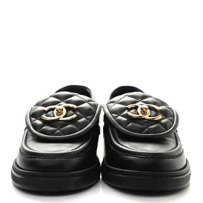 Chanel Lambskin Quilted CC Turnlock Loafers 35 Black 2 of 10