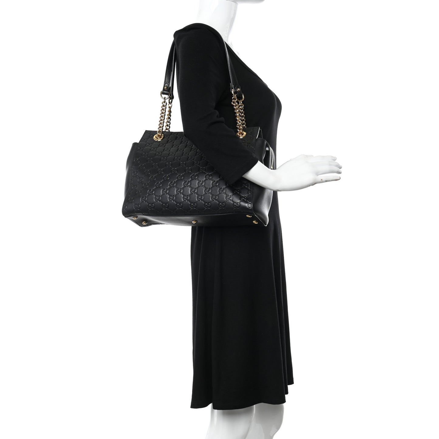 Guccissima Signature Medium Shoulder Tote Bag Black