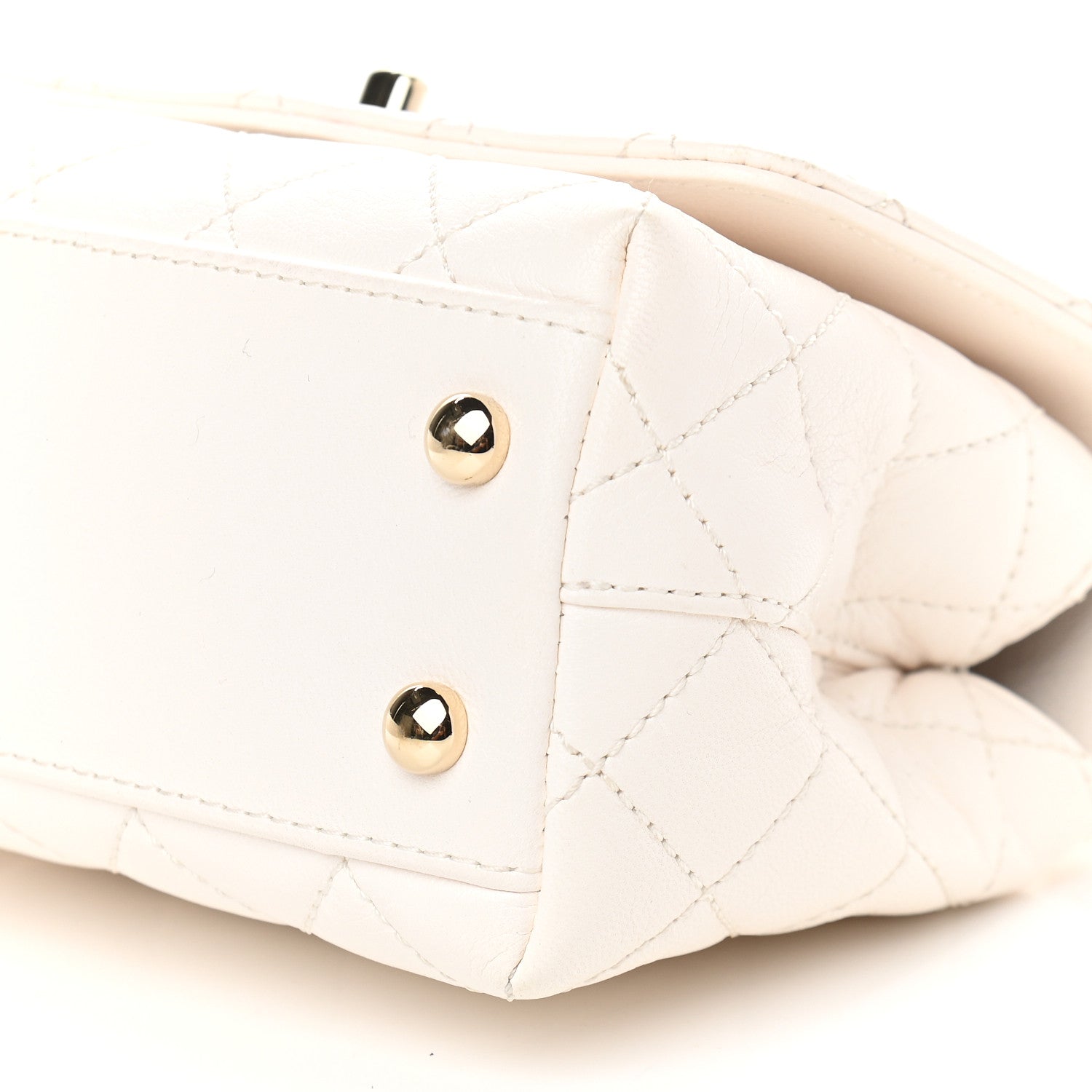 Chanel Goatskin Quilted Extra Mini Rainbow Coco Handle Flap White 9 of 9
