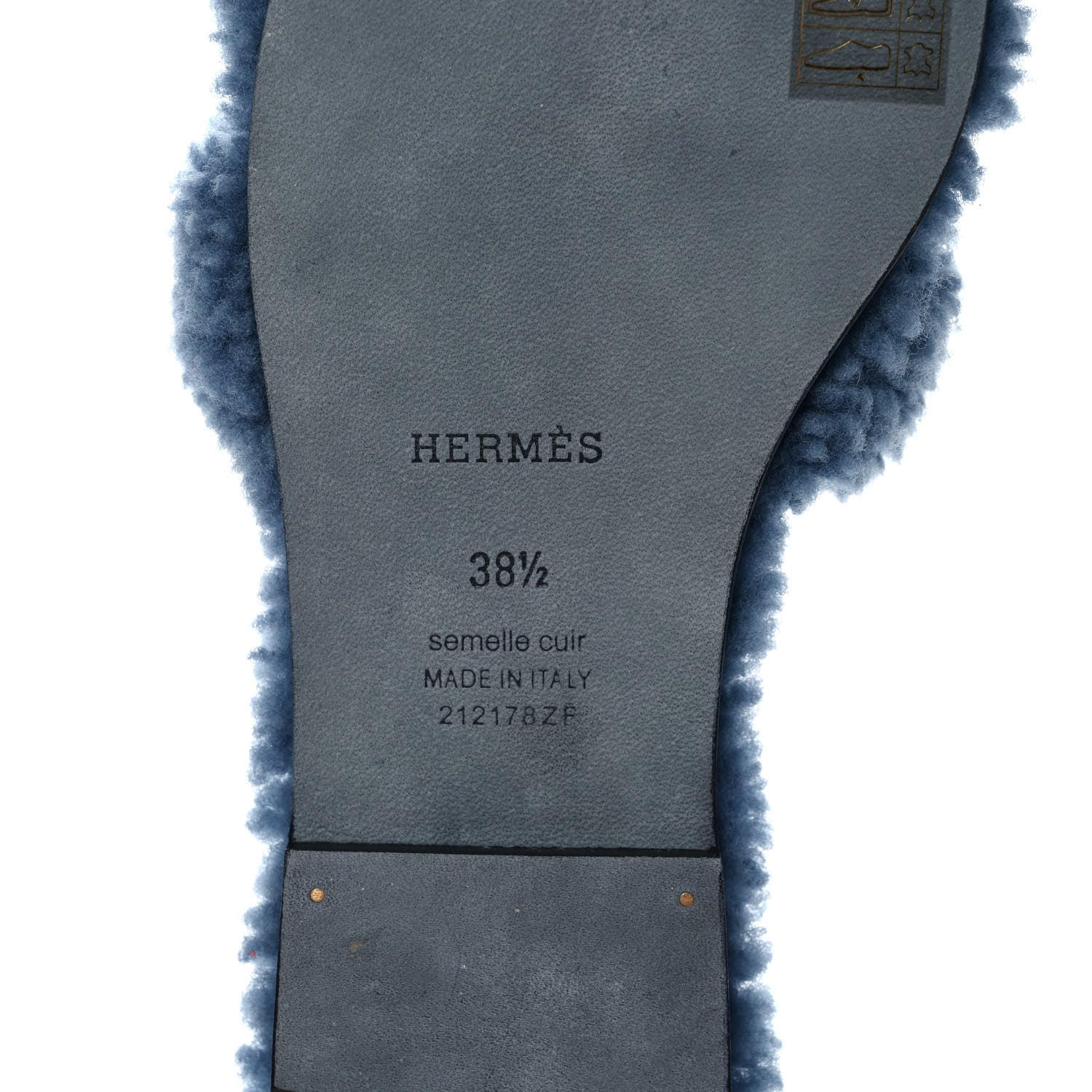 Hermes Woolskin Oran Sandals 38.5 Bleu 6 of 11