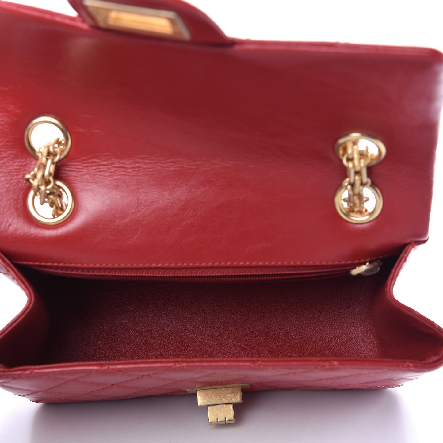 Aged Calfskin Quilted 2.55 Reissue Mini Flap Red