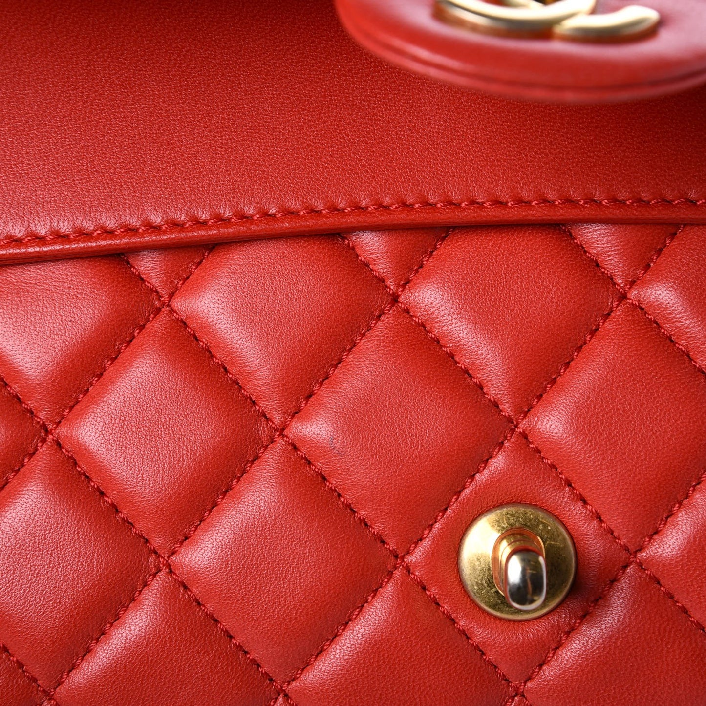 Lambskin Quilted Large Now and Forever Flap Red