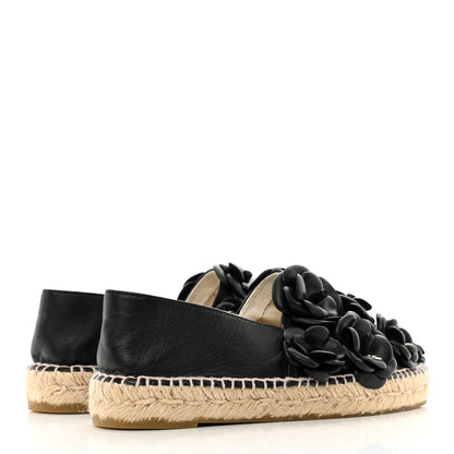 Chanel Lambskin Camellia CC Espadrilles 37 Black 4 of 7