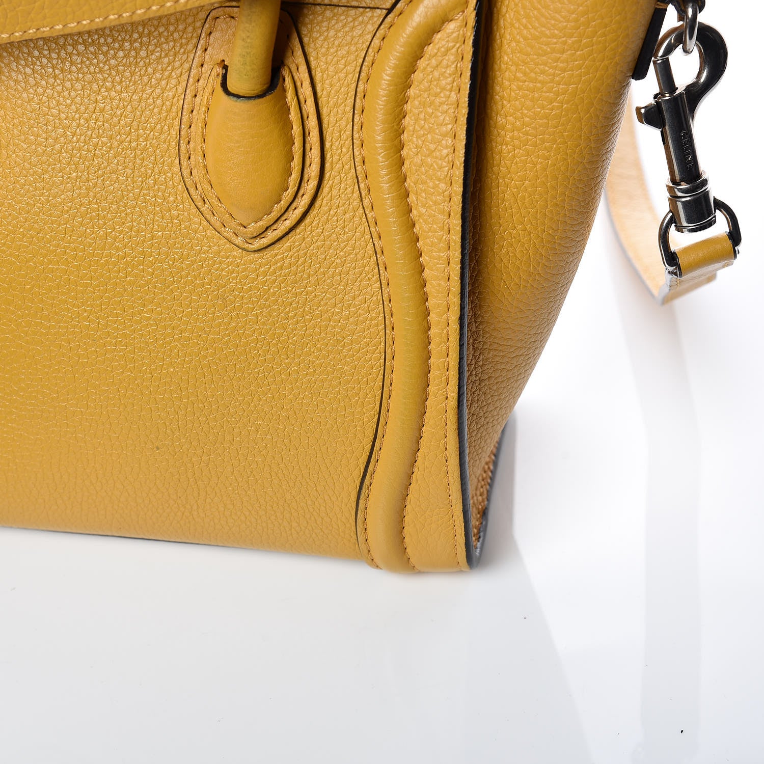 Celine Drummed Calfskin Nano Luggage Ocre 16 of 18