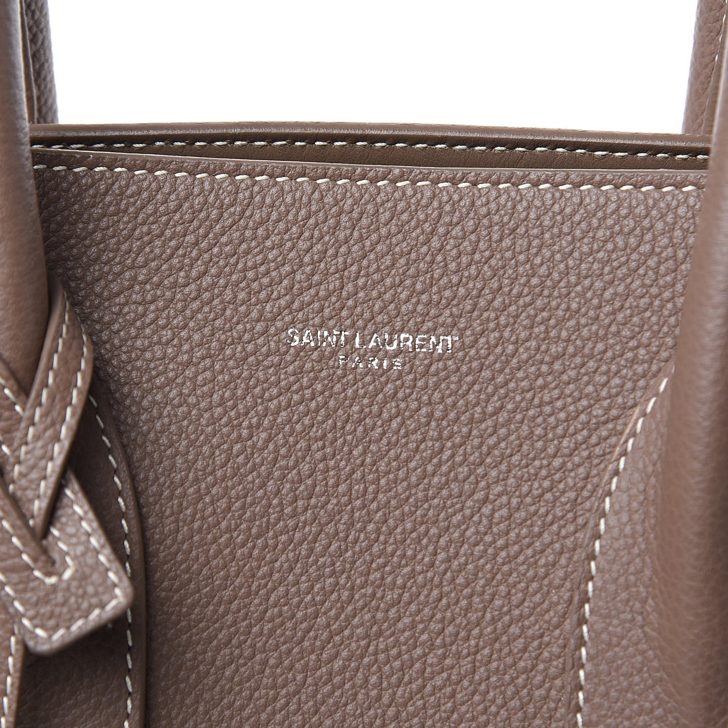 Grained Calfskin Topstitch Small Classic Sac De Jour Taupe