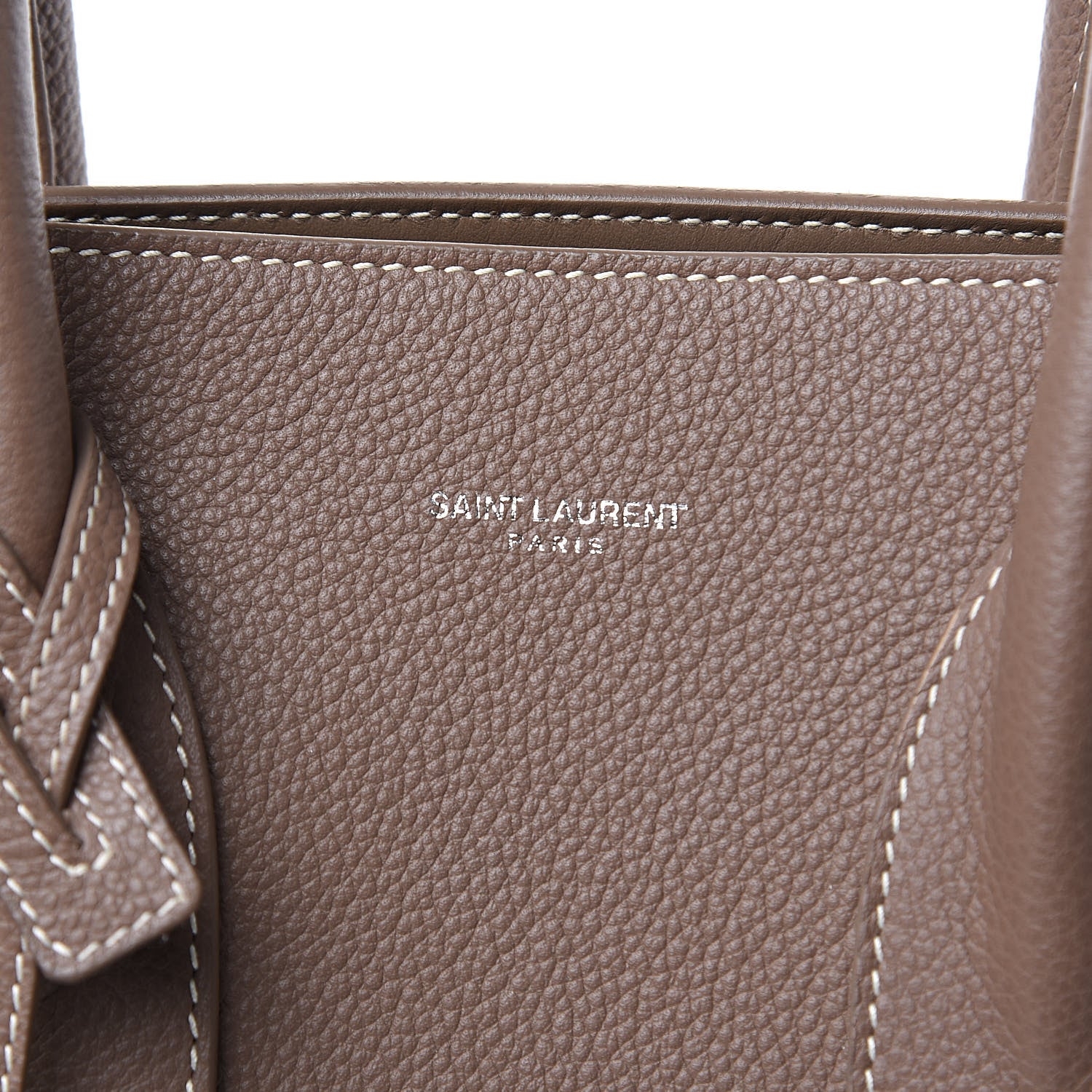 Saint Laurent Grained Calfskin Topstitch Small Classic Sac De Jour Taupe 8 of 14