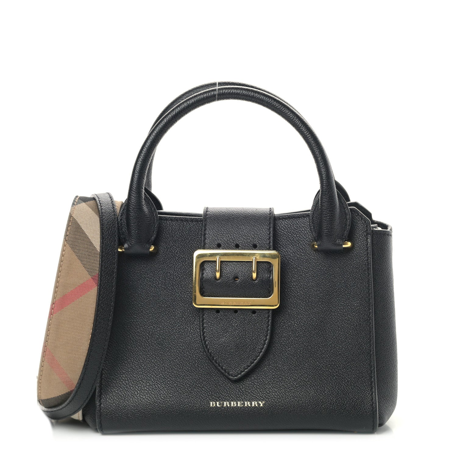 Burberry Soft Grain Calfskin Small Buckle Tote Black 1 of 11