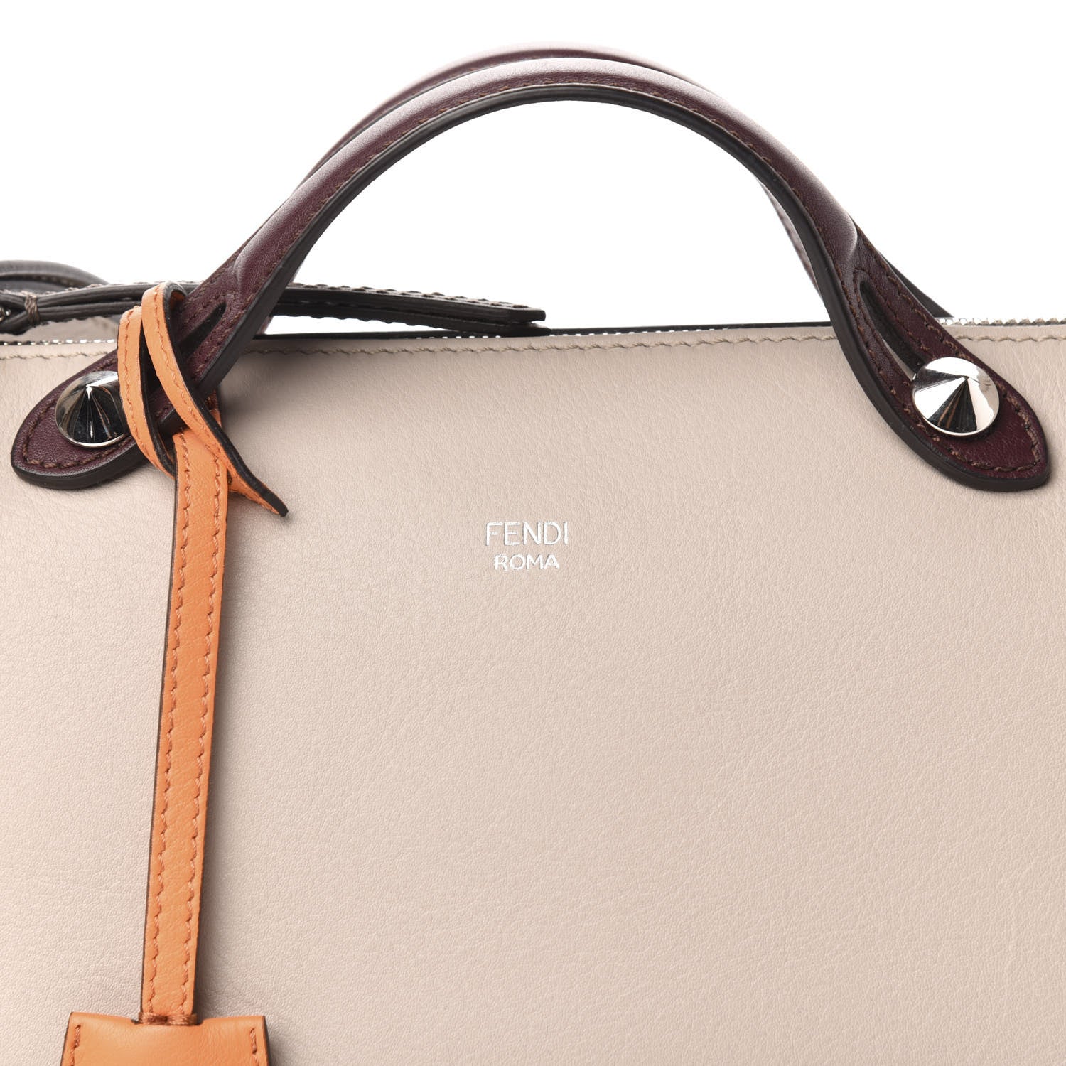 Fendi Vitello Dolce 4 Color Medium By The Way Boston Bag Grigio Polvere Arancio Multicolor 10 of 11