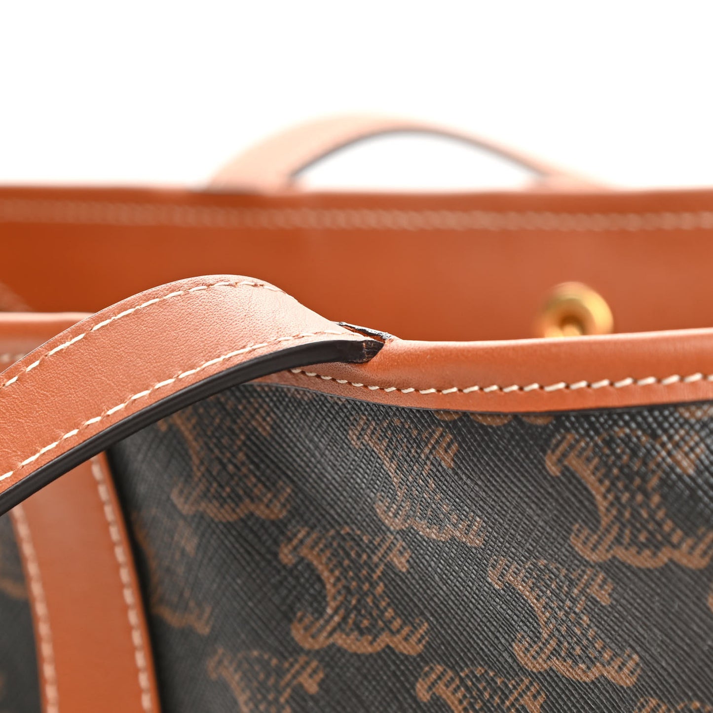 Triomphe Canvas Calfskin Medium Cabas Bag Tan