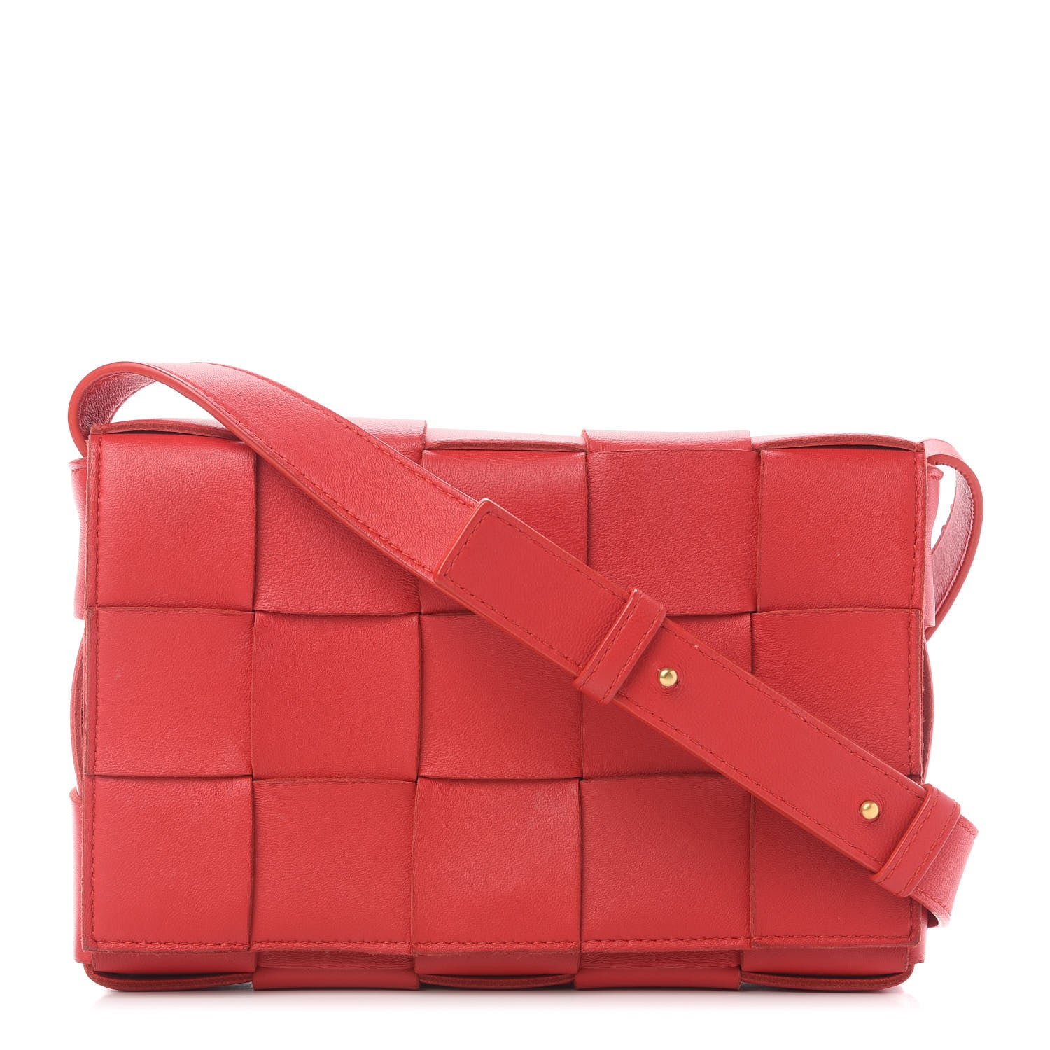 Bottega Veneta Lambskin Maxi Intrecciato Cassette Crossbody Bag Bright Red 1 of 8