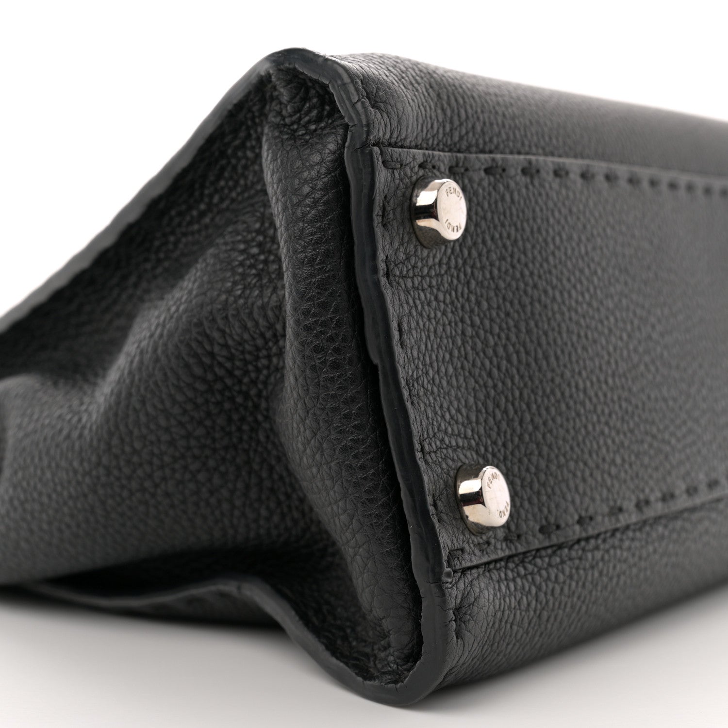 Fendi Cuoio Romano Selleria Bi-Color Medium Peekaboo Iconic Satchel Black Mou 10 of 13