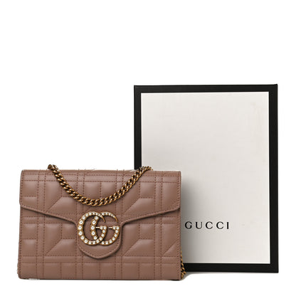 Gucci Calfskin Matelasse Mini Pearly GG Marmont Chain Wallet Porcelain Rose 11 of 11