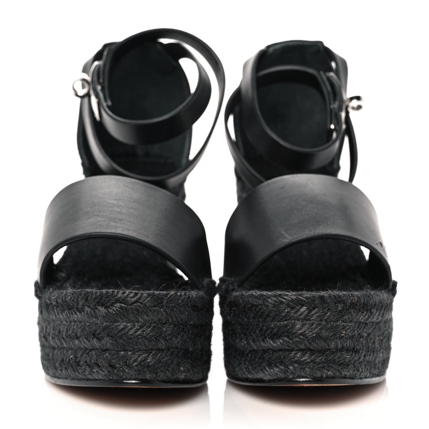 Calfskin Tivoli Espadrille Wedge Sandals 36 Black