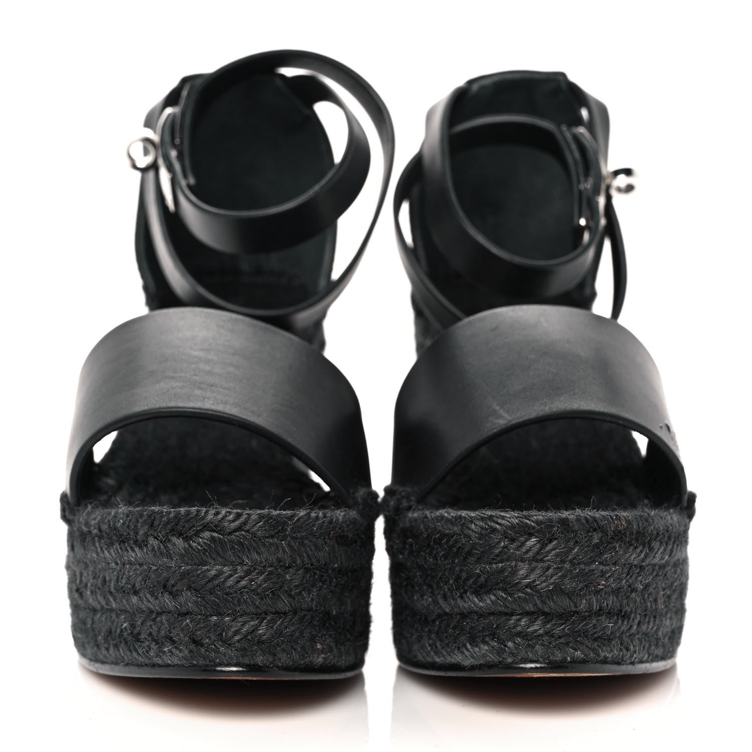 Hermes Calfskin Tivoli Espadrille Wedge Sandals 36 Black 2 of 8
