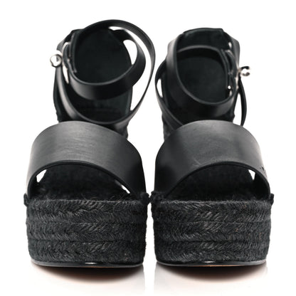 Hermes Calfskin Tivoli Espadrille Wedge Sandals 36 Black 2 of 8