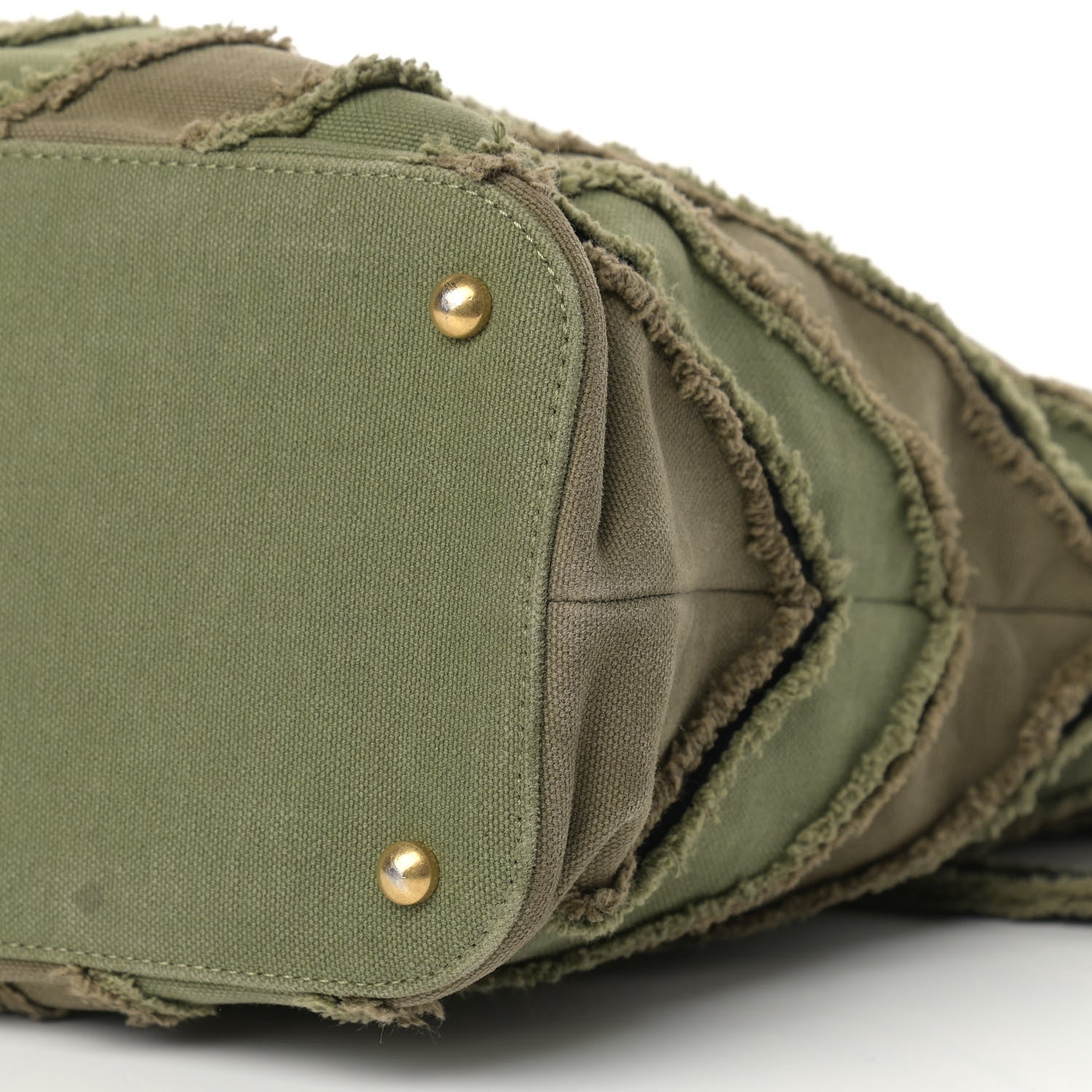 Chanel Canvas Chevron Cuba Patchwork Shopper Tote Khaki 8 of 12