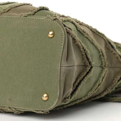 Chanel Canvas Chevron Cuba Patchwork Shopper Tote Khaki 8 of 12