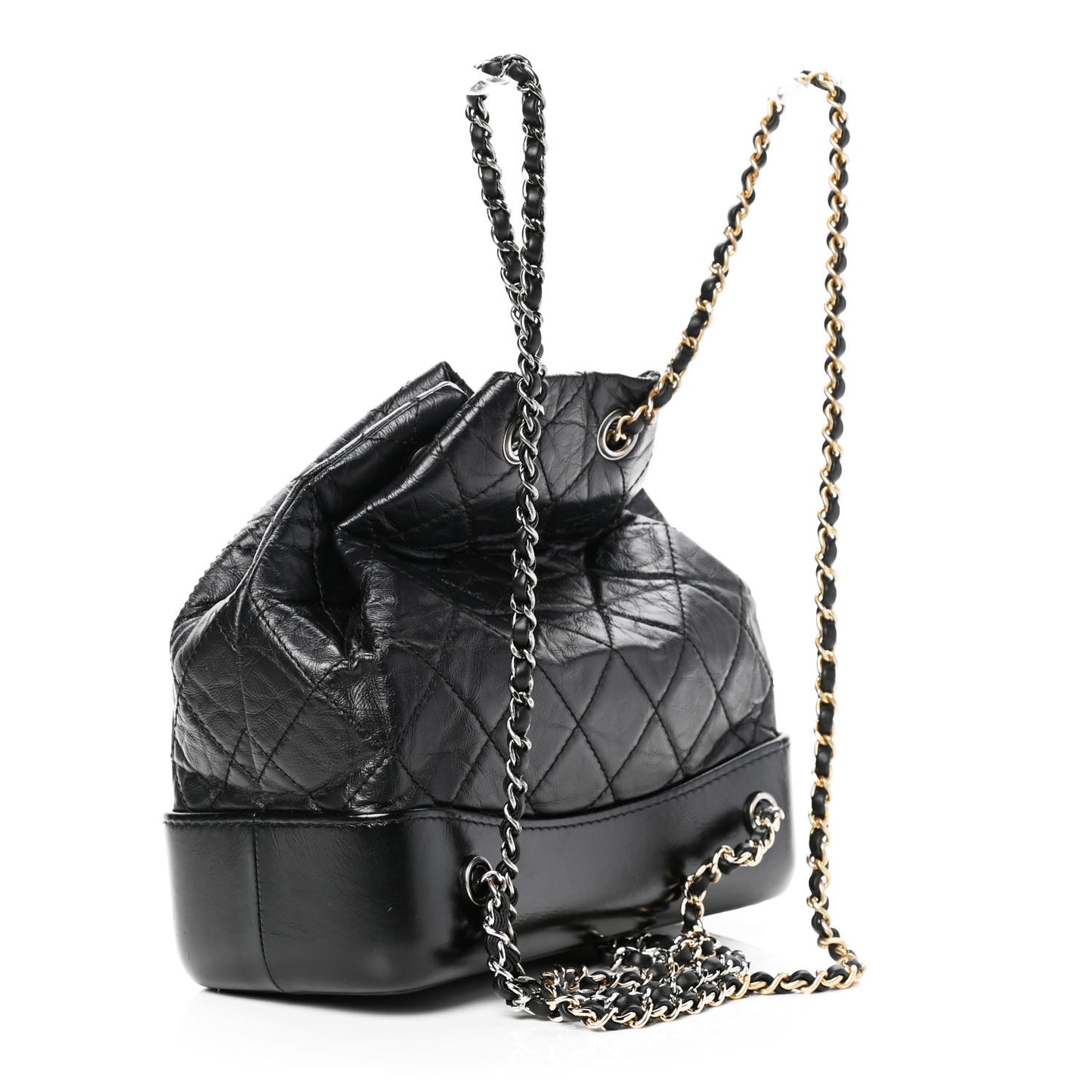 Aged Calfskin Quilted Small Gabrielle Backpack Black