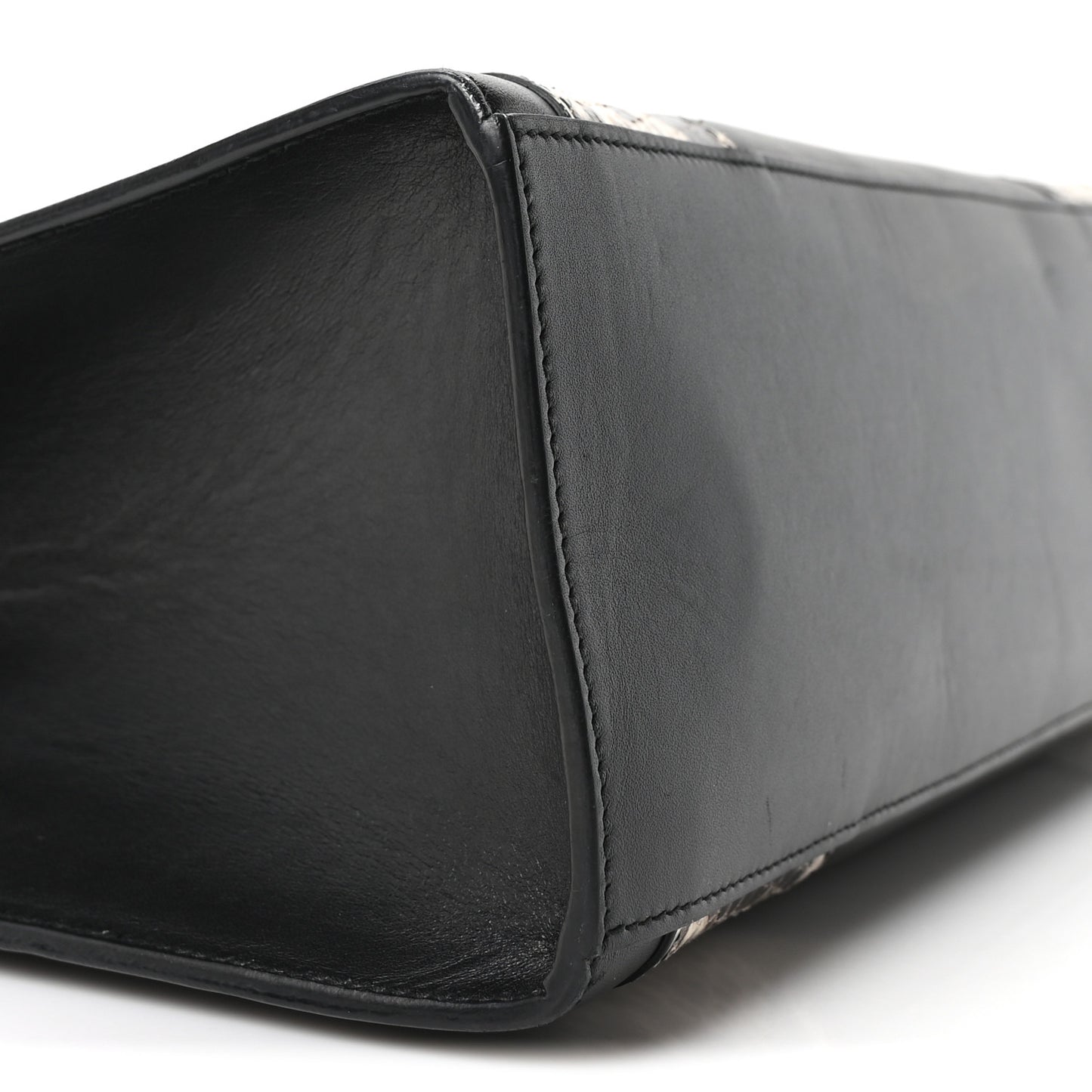 Calfskin Snakeskin GG Supreme Monogram Medium Osiride Top Handle Bag Black