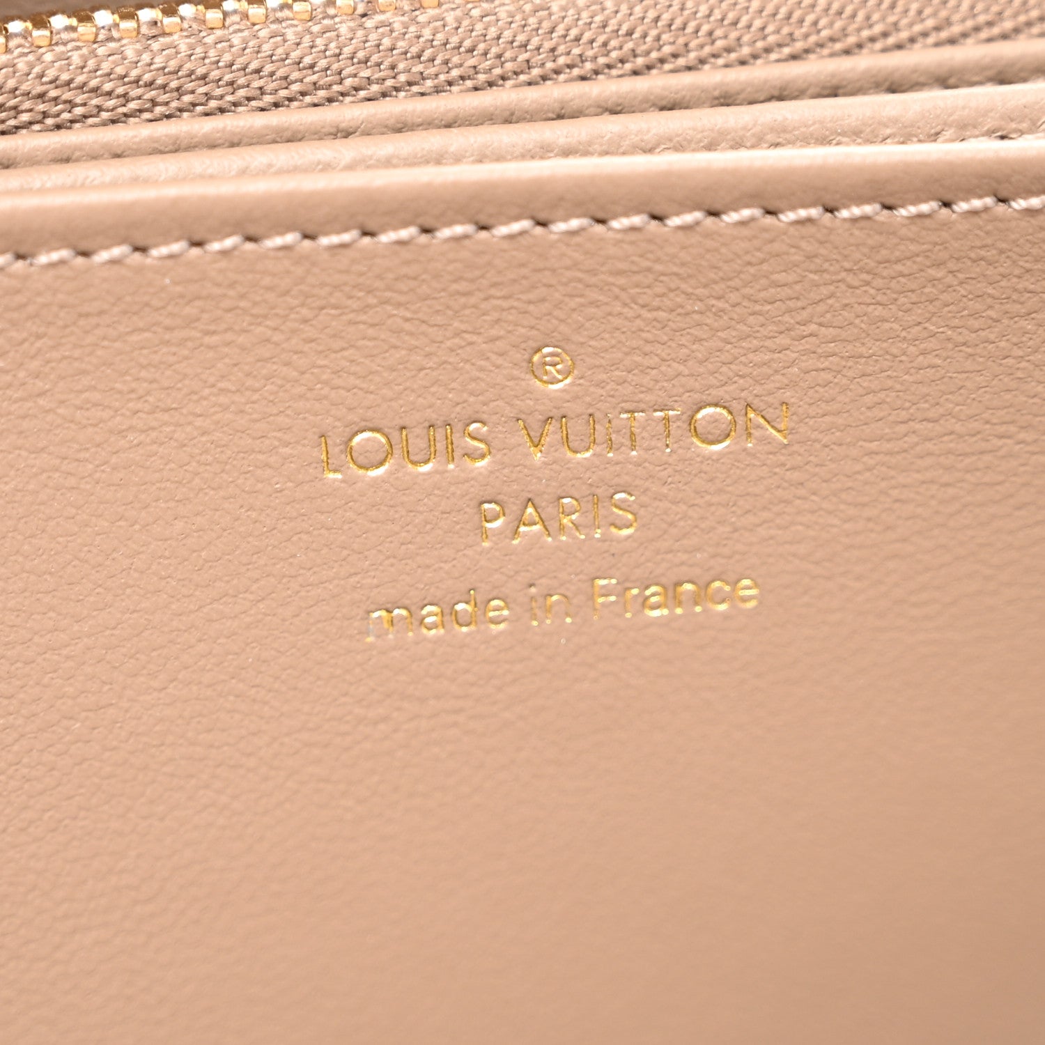 Louis Vuitton Lambskin Embossed Monogram Coussin Zippy Wallet Taupe 6 of 9