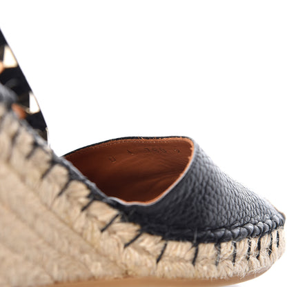 Valentino Garavani Grained Calfskin Rockstud Ankle Wrap Espadrille 15/85mm Wedges 36 Black Light Cuir 8 of 8