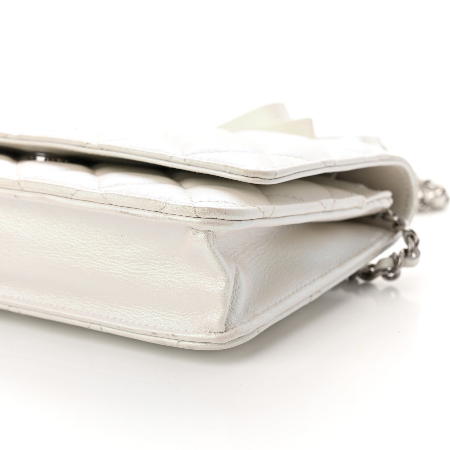 Chanel Lambskin Quilted Coco Bow Wallet On Chain WOC White 10 of 10