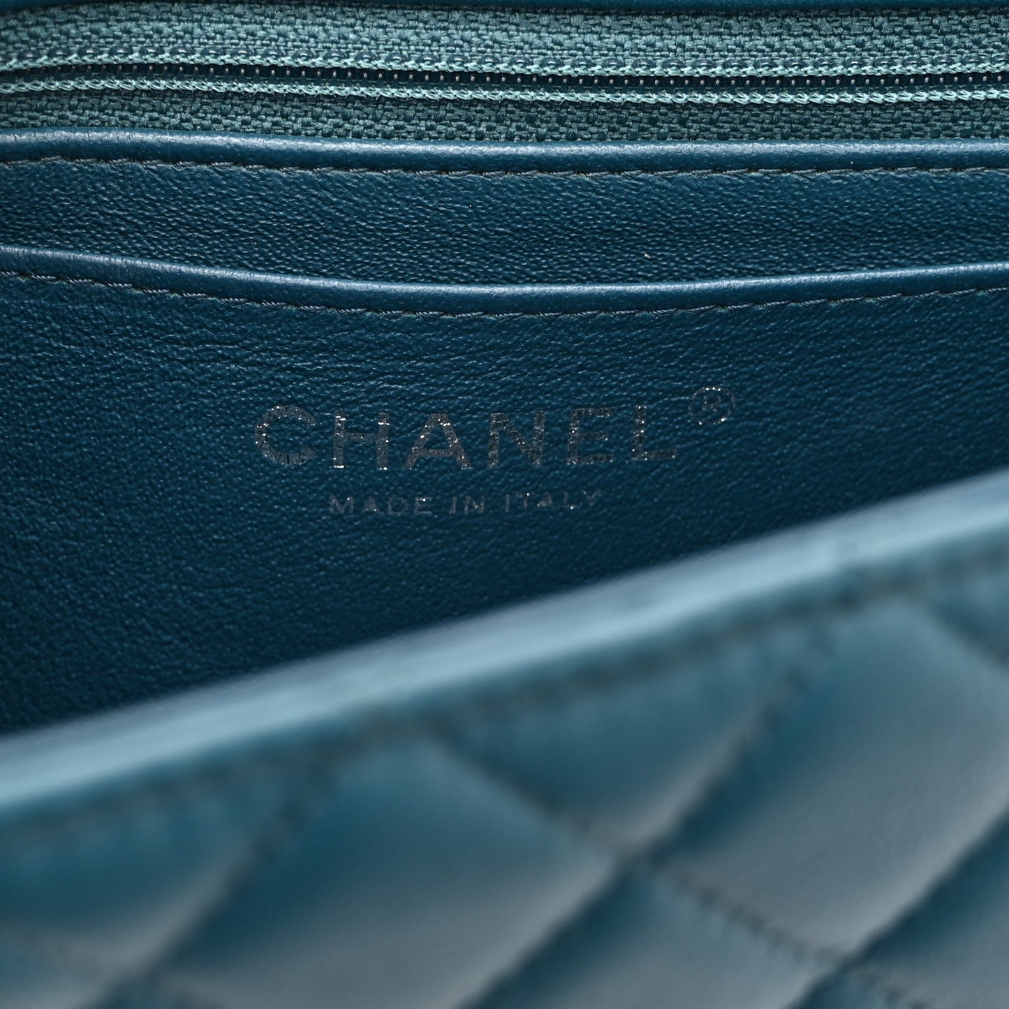 Lambskin Quilted Mini Rectangular Flap Dark Blue