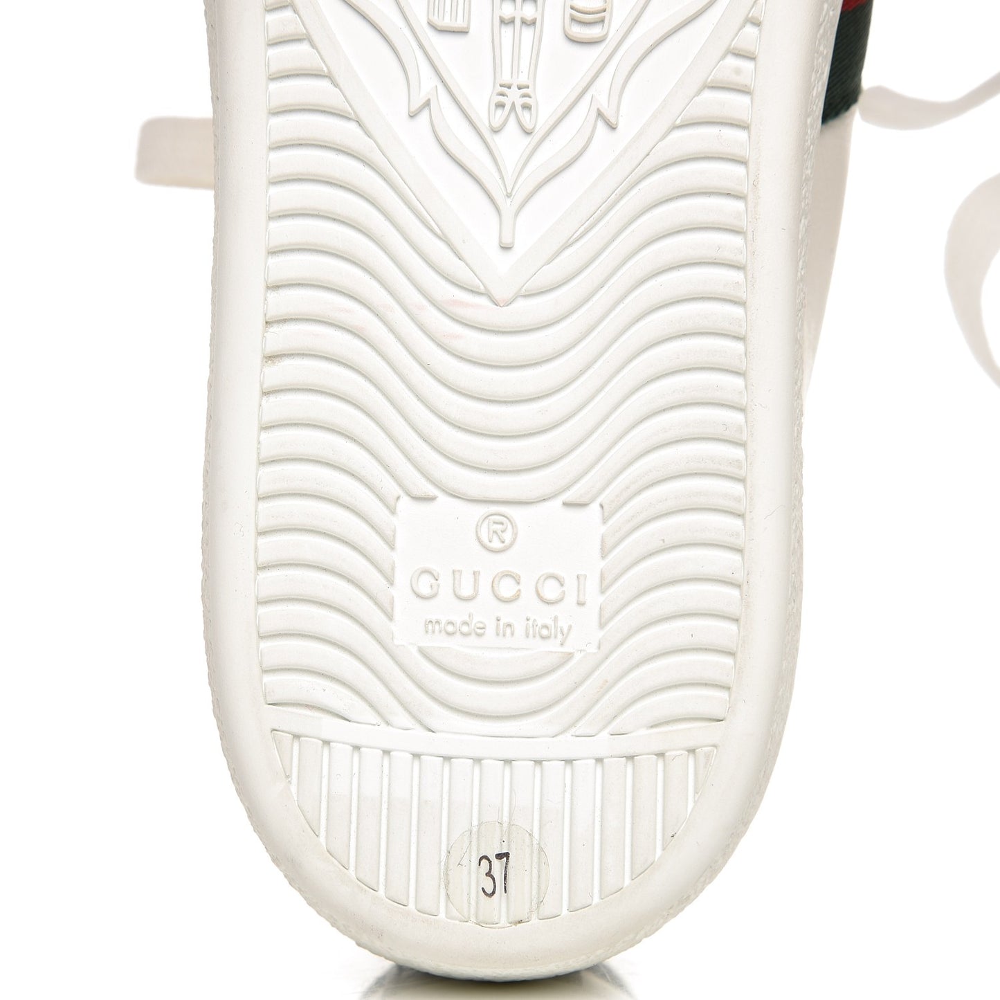 Calfskin Crocodile Web Ace Sneakers 37 White Green