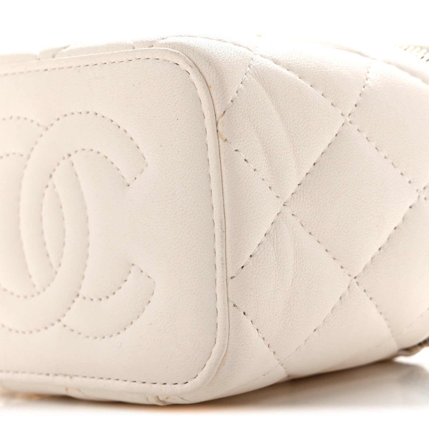 Chanel Lambskin Quilted Mini Vanity Case With Chain White 9 of 15
