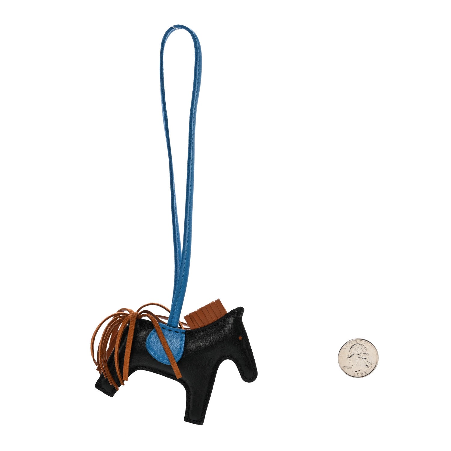 Hermes Milo Lambskin Grigri Rodeo Horse Bag Charm PM Black Gold Bleu Zanzibar 2 of 4