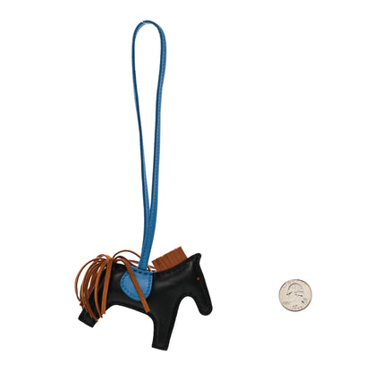 Hermes Milo Lambskin Grigri Rodeo Horse Bag Charm PM Black Gold Bleu Zanzibar 2 of 4