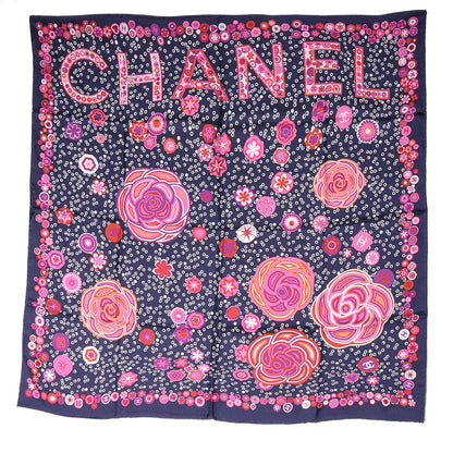 Chanel Silk Camellia Flower Scarf 6 of 9