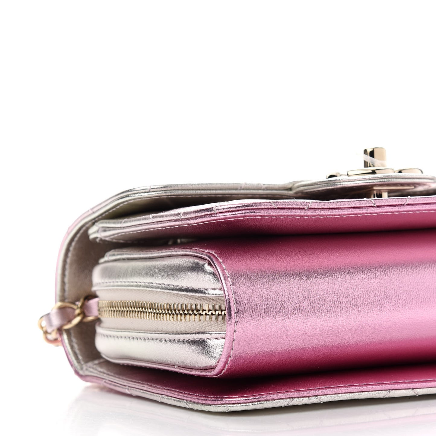 Metallic Lambskin Like A Wallet Flap Golden Pink