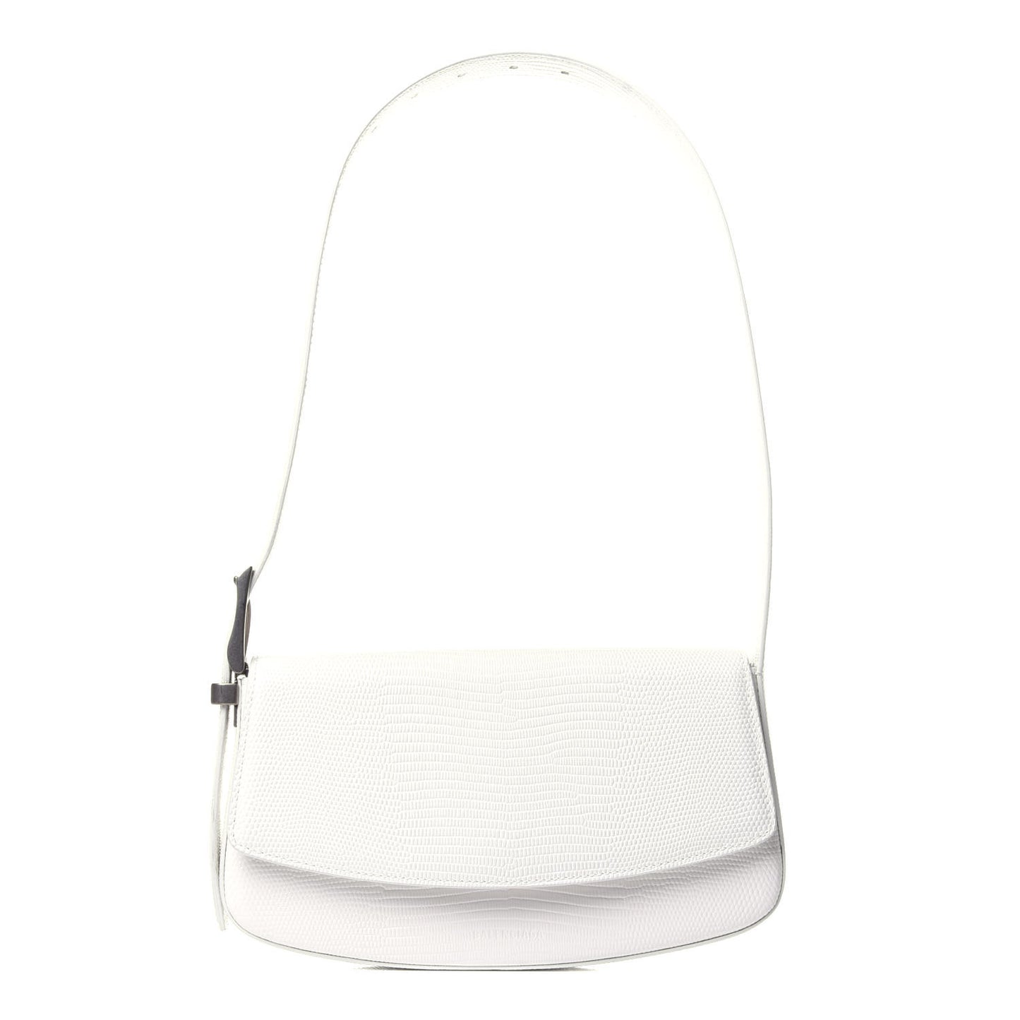 Patent Calfskin Lizard Embossed Ghost Sling Bag Optic White