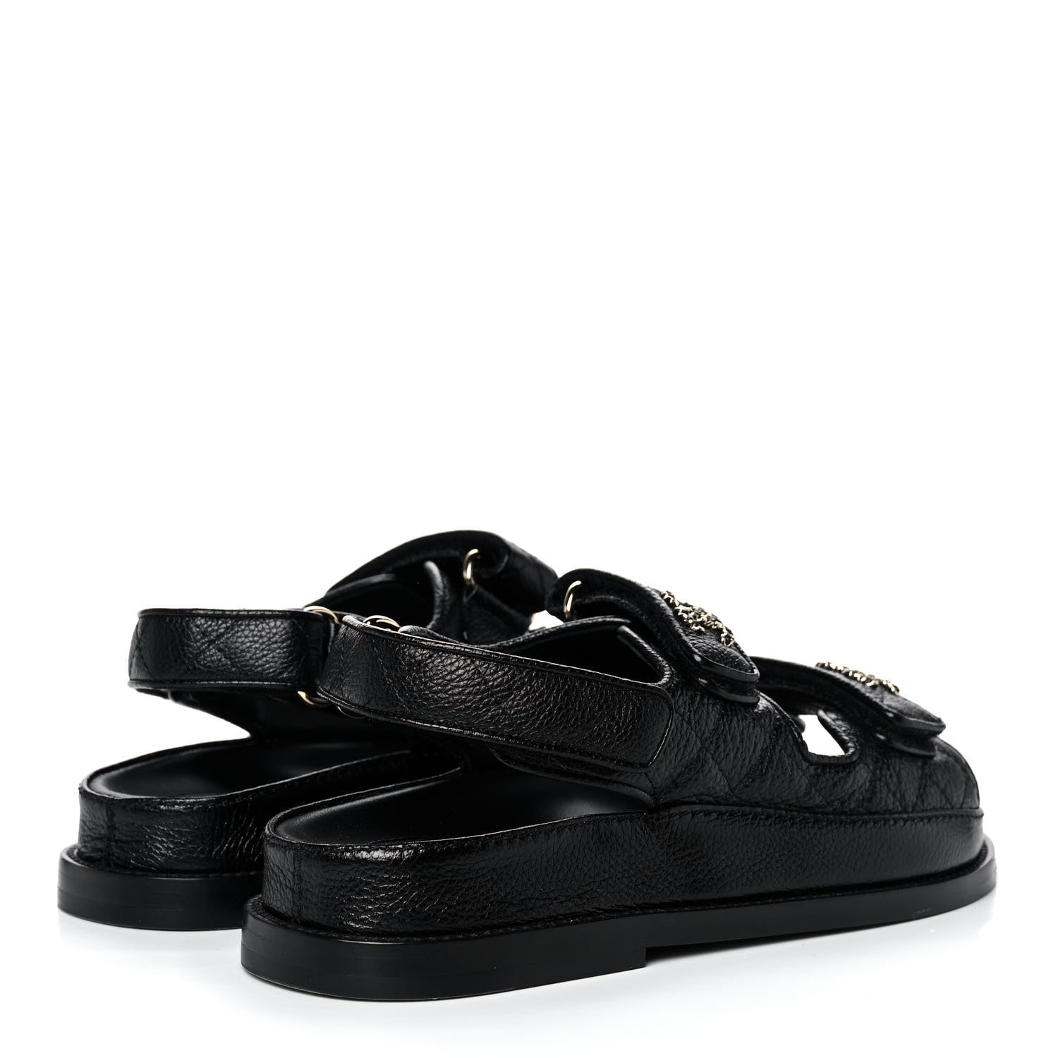 Chanel Grained Calfskin Velcro Dad Sandals 35 Black 4 of 9