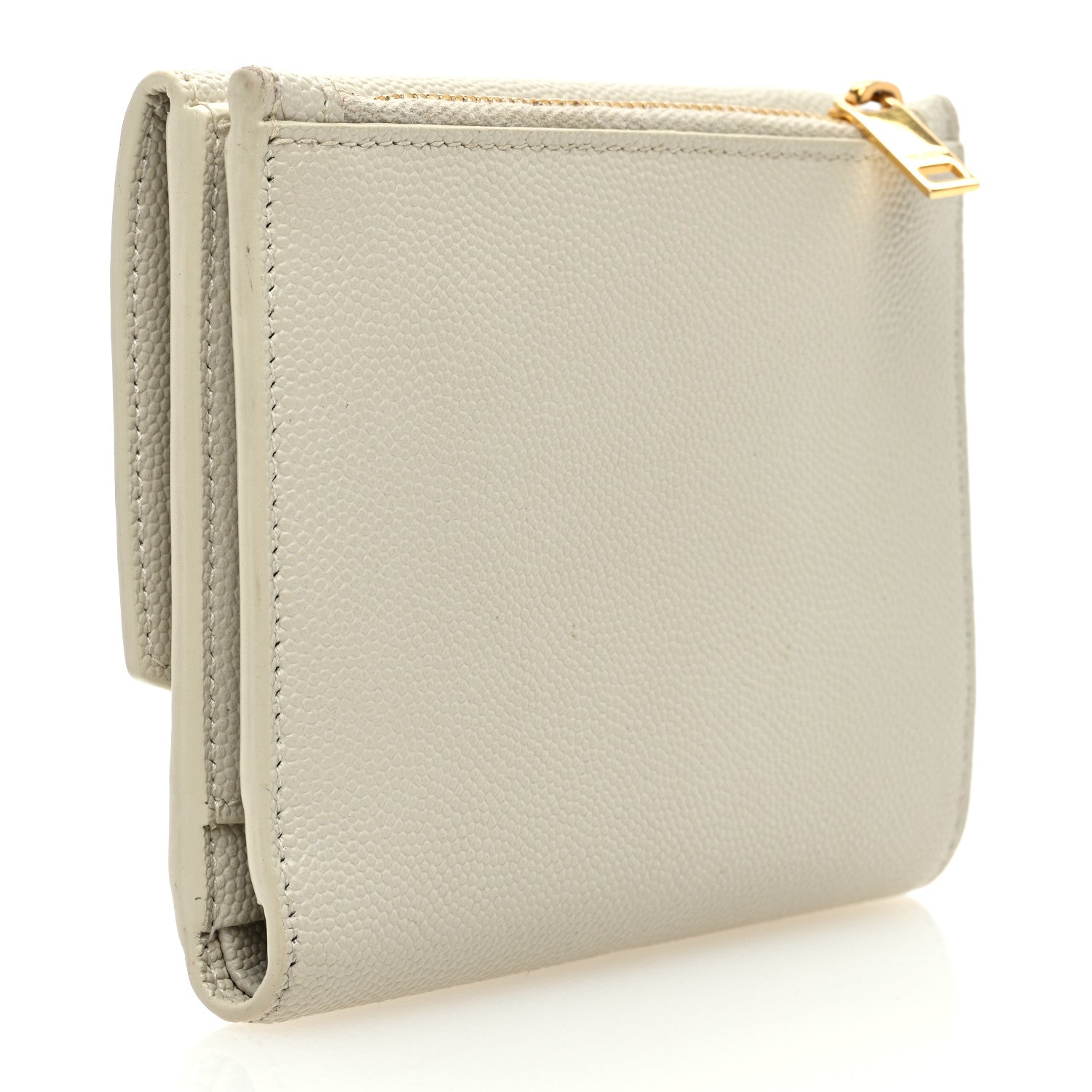Saint Laurent Grain De Poudre Monogram Uptown Compact Wallet Blanc Vintage 3 of 7