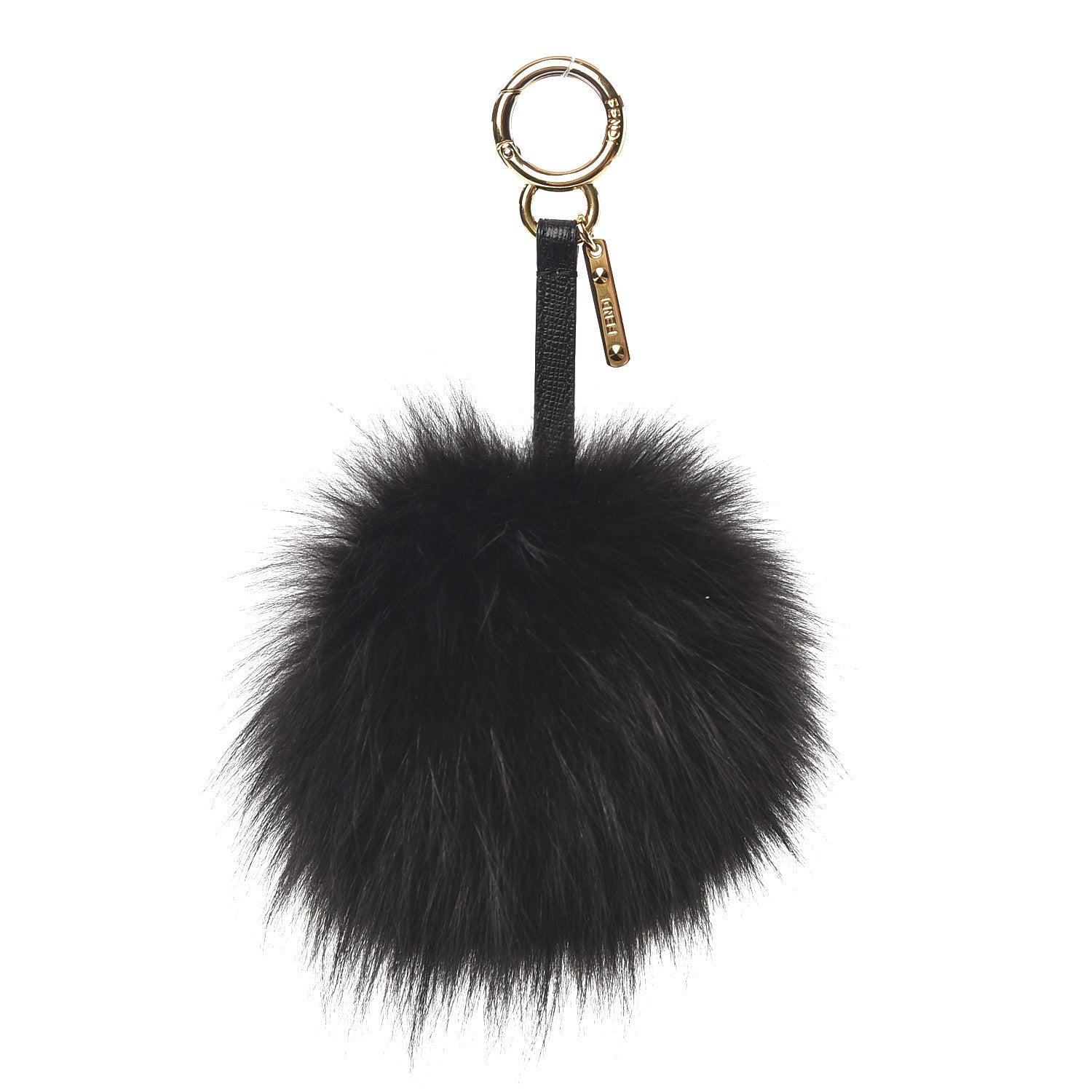 Fendi Fox Fur Pom Pom Bag Charm Black 1 of 3