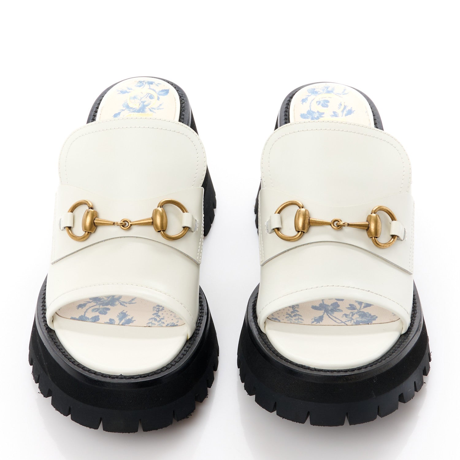 Gucci Cordovan Lux Womens Harald Horsebit Platform Slide Sandals 39 Dusty White 2 of 11
