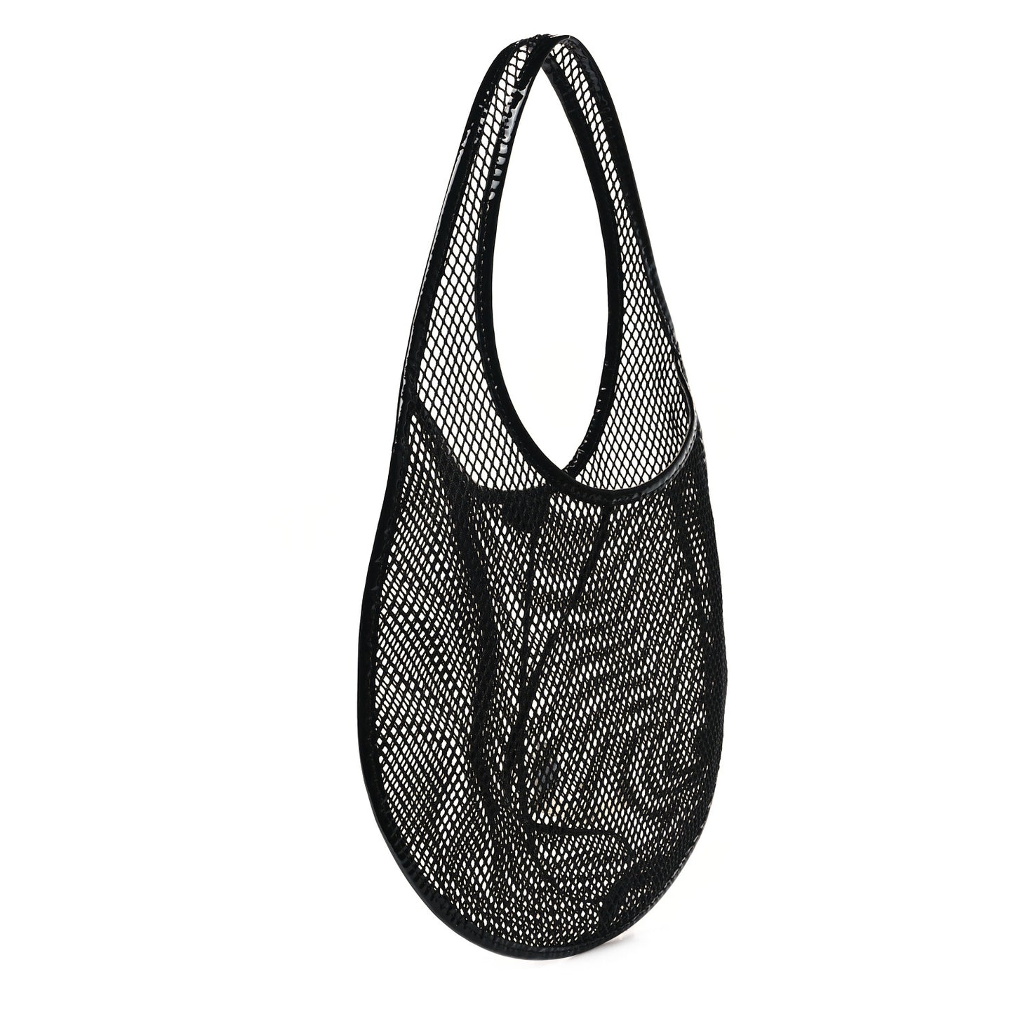 Fishnet Patent Calfskin Medium One Piece Bag Black