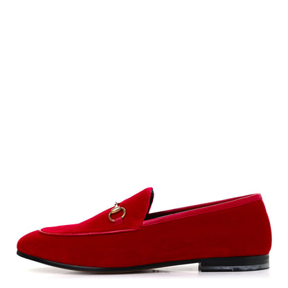 Gucci Velvet Horsebit Womens Jordaan Loafers 38.5 Hibiscus Red 1 of 7