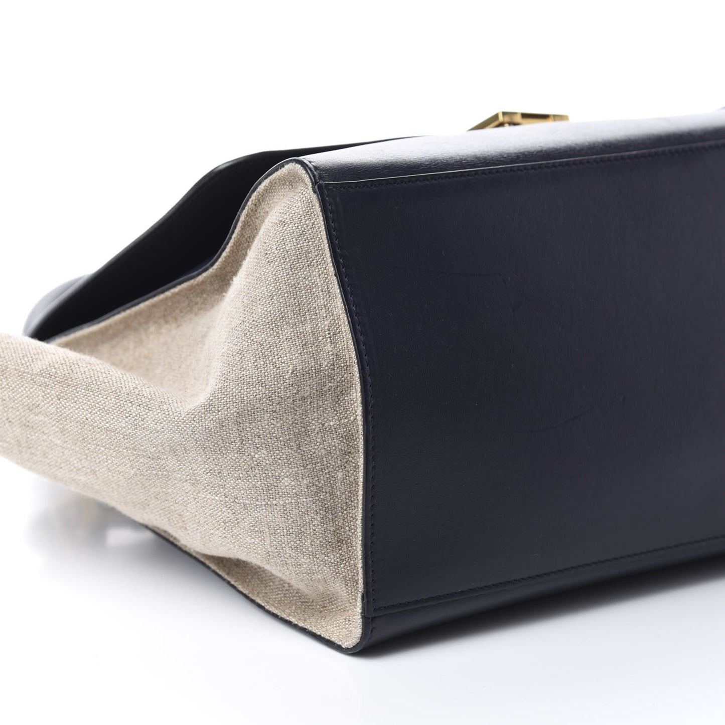 Smooth Calfskin Linen Medium Tri-Color Trapeze Black Navy Blue