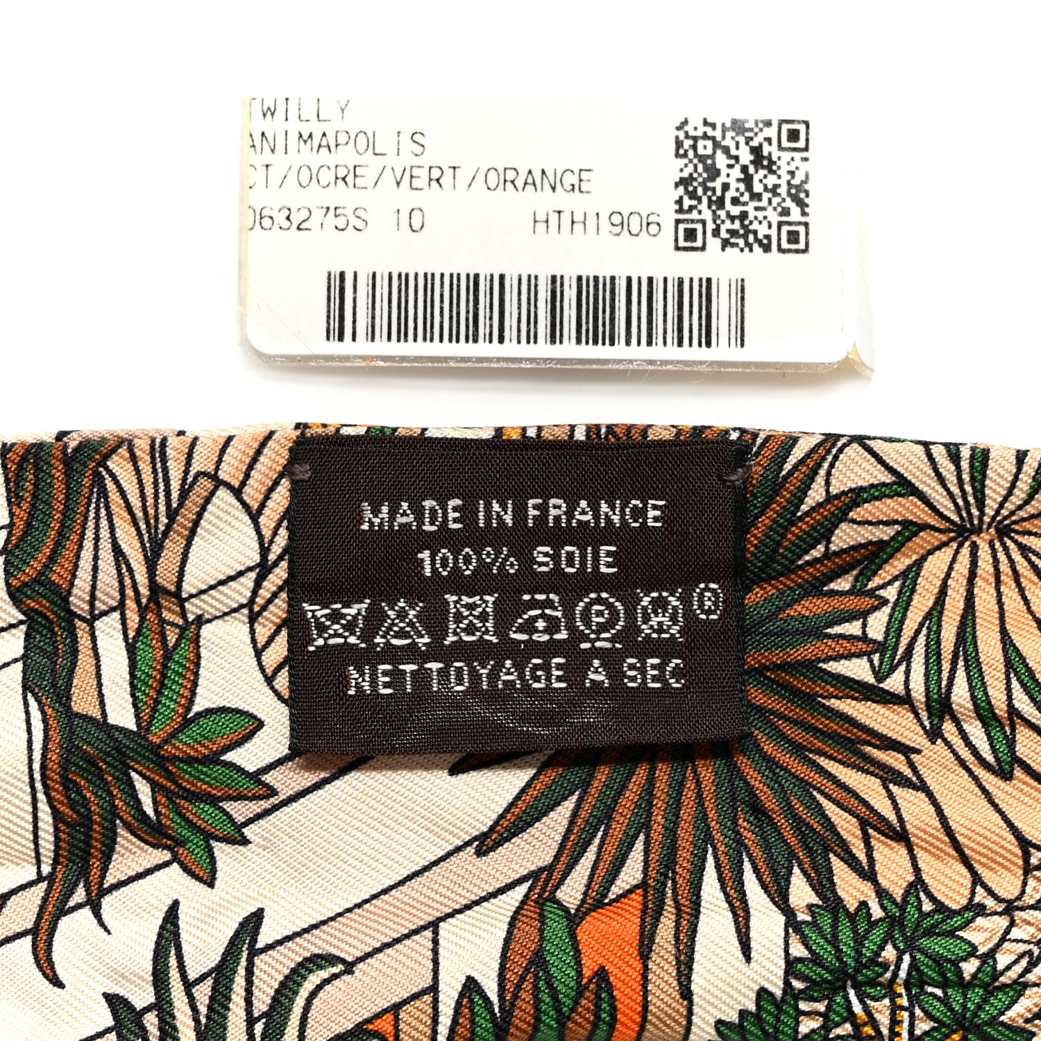 Hermes Silk Animapolis Plumetis Twilly Ocre Vert Orange 3 of 7