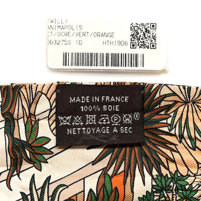 Hermes Silk Animapolis Plumetis Twilly Ocre Vert Orange 3 of 7