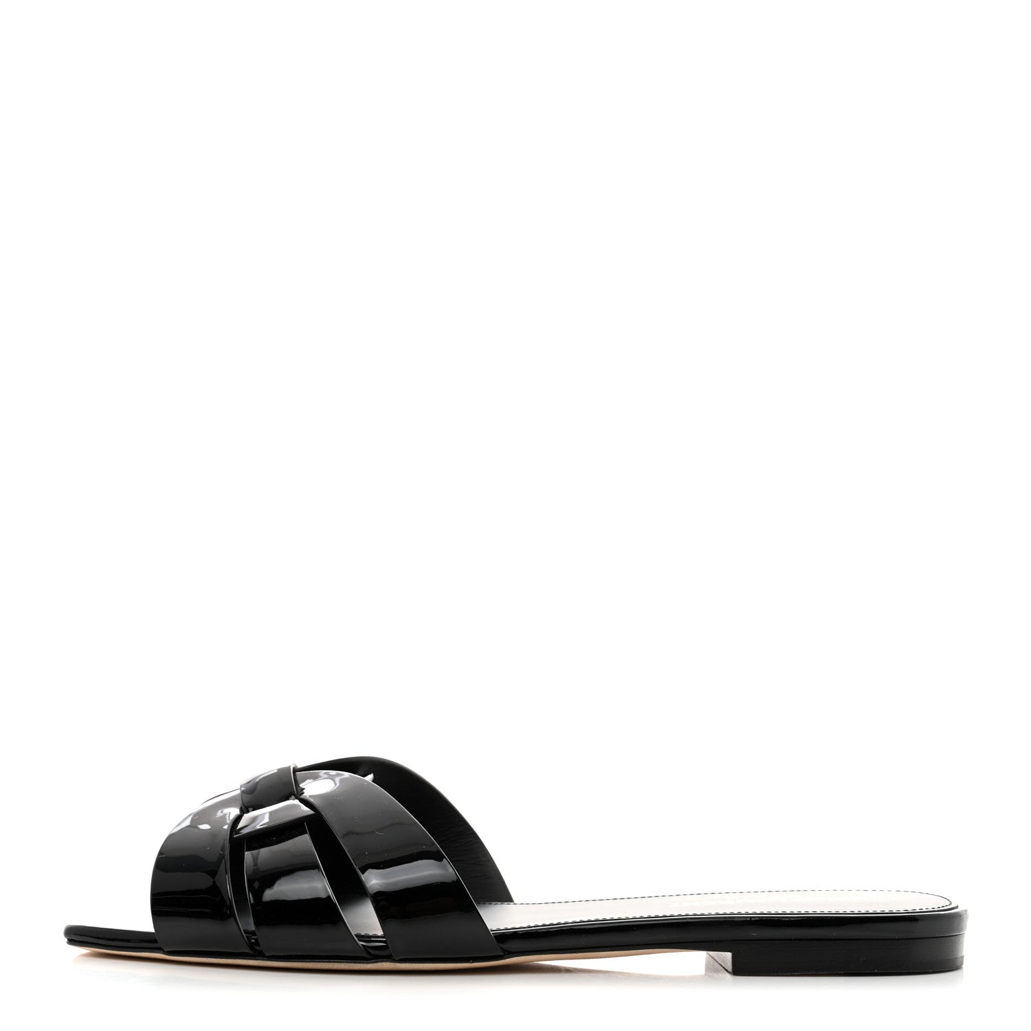 Saint Laurent Patent Tribute 05 Slide Sandals 38 Black 1 of 9