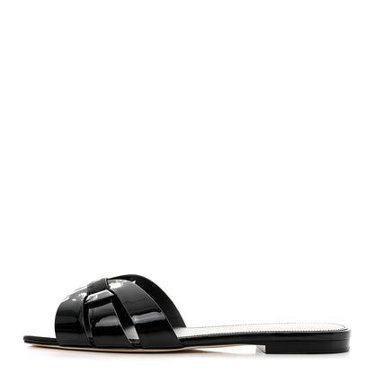 Saint Laurent Patent Tribute 05 Slide Sandals 38 Black 1 of 9